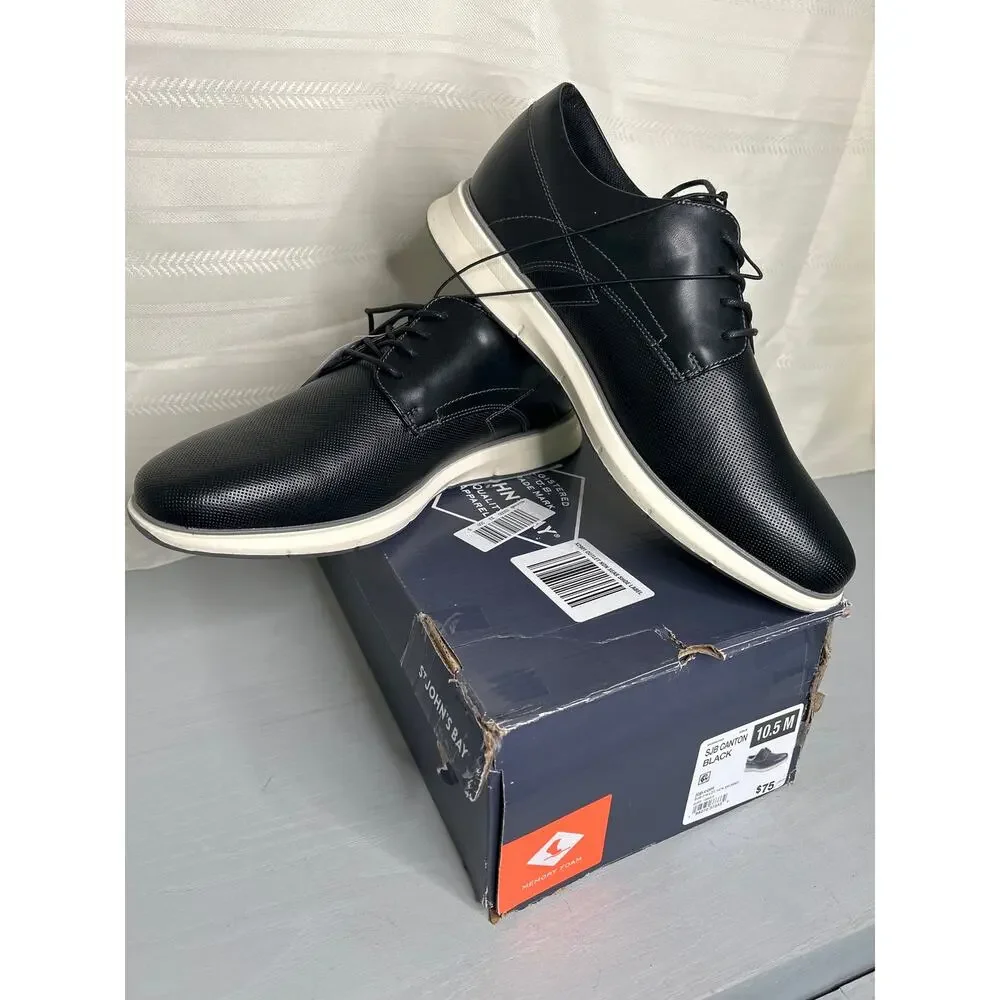 St. John's Bay Canton Mens Oxford Dress Shoes Black Size 10.5M Lace-Up NEW